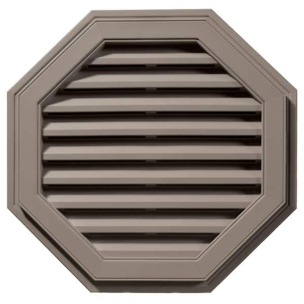Builders Edge 27 in. x 27 in. Octagon Brown/Tan Plastic Built-in Screen Gable Louver Vent