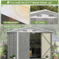 8 ft. W x 10 ft. D Gray Metal Storage Shed 80 sq. ft.