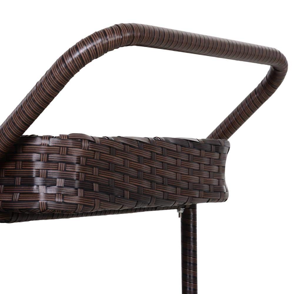 Outsunny 30.75'' Brown Rattan & Wicker Outdoor Serving Cart with Storage