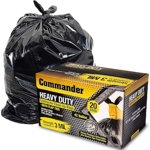 33 in. x 45 in. 42 Gal. Black Heavy-Duty Trash Bags (Pack of 20) 3 mil for Home Kitchen Lawn and Contractor (Pack of 20)