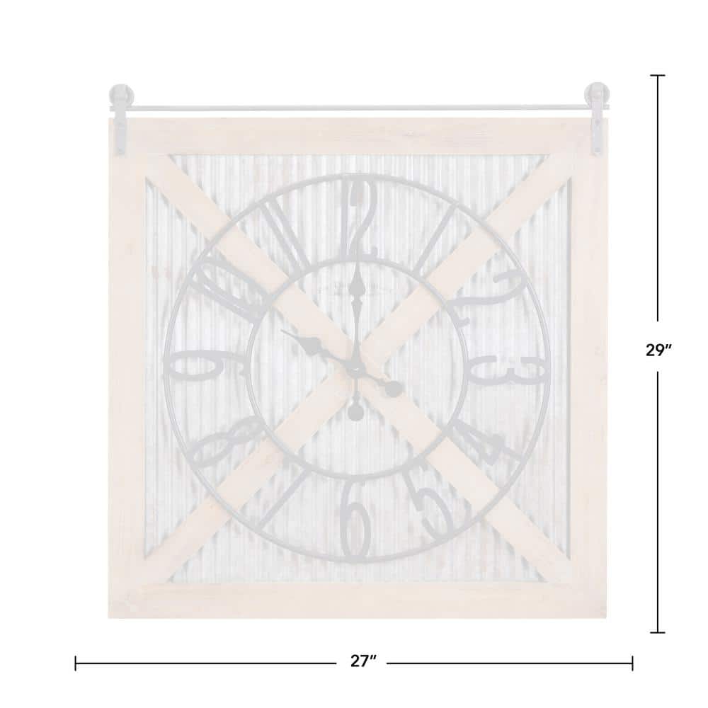 Large Brown and Silver Wood Farmhouse Wall Clock