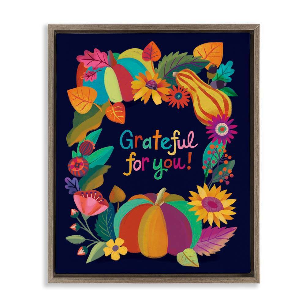 Grateful For You Gourds by Riley Hutchens Brown Floater Frame Typography Graphic Art Print 21 in. x 17 in. price history on PriceWatchPro