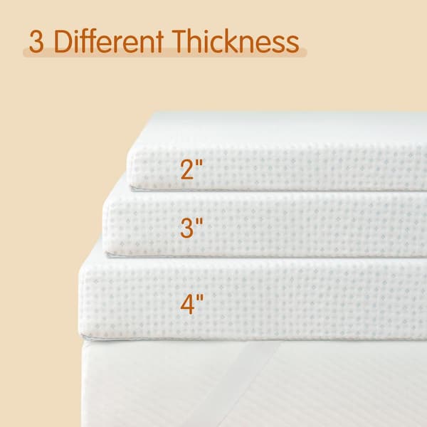 Subrtex 3 Inch Gel Memory Foam Mattress Topper - King Size With Removable Ventilated Cover - View #3