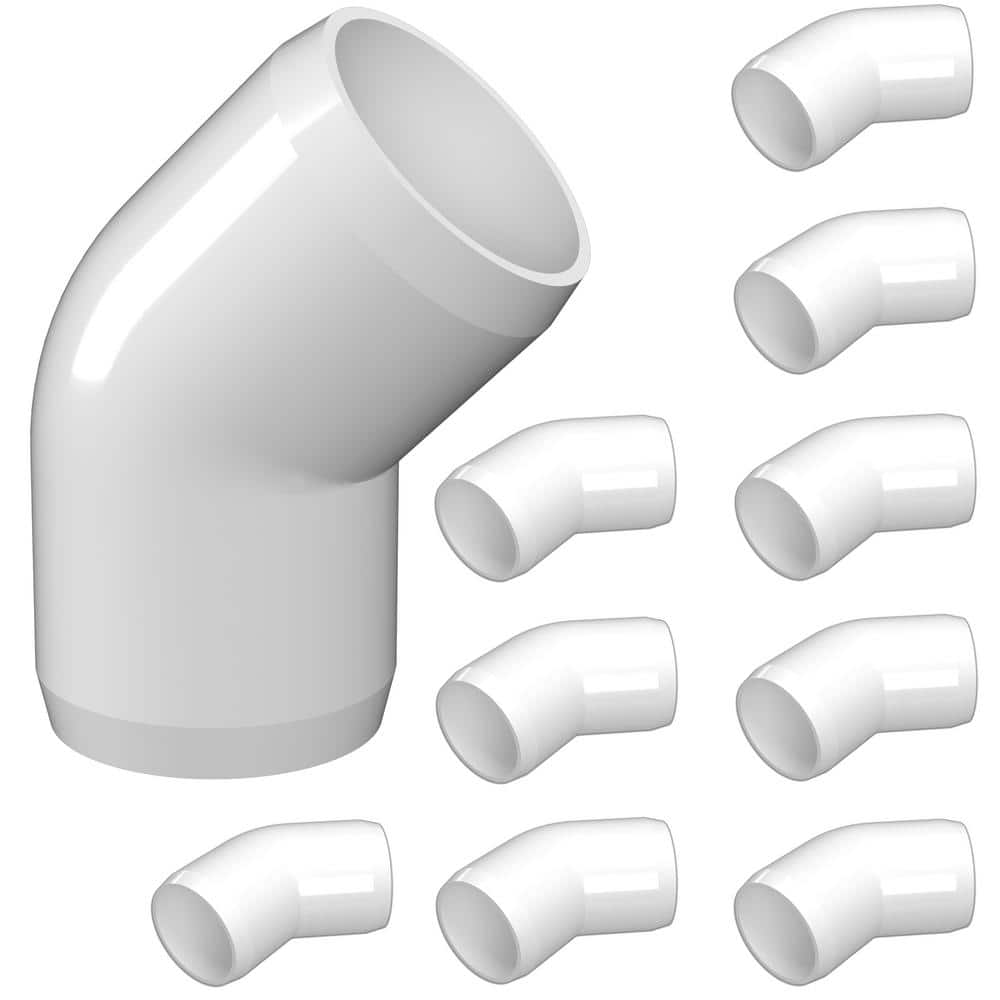 FORMUFIT F0123WE-WH-10 3-Way Elbow PVC Fitting Furniture Grade 1/2 Size White Pack of 10