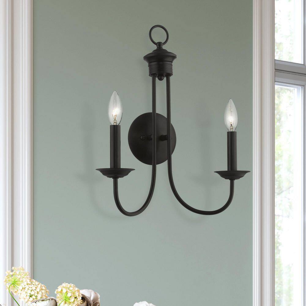 Estate Classic Black Steel 2-Light Wall Sconce