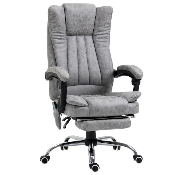 Vinsetto Grey Microfiber Cloth Massage Office Chair with 6-Points Heated and Adjustable Height