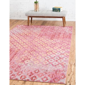 Pink 5 ft. 3 in. x 7 ft. 9 in. Rainbow Area Rug
