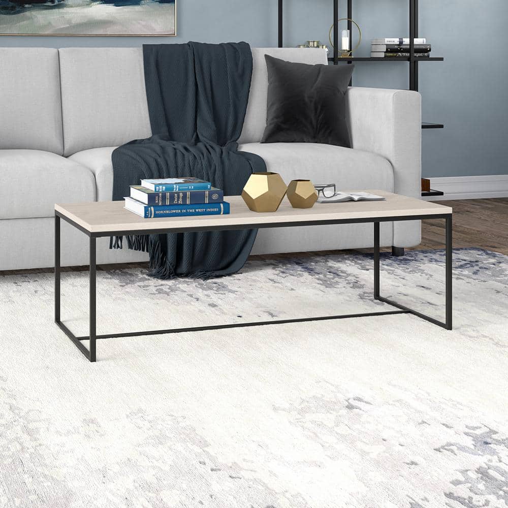Meyer&Cross Boone 47.25 in. Alder White Rectangle MDF Top Coffee