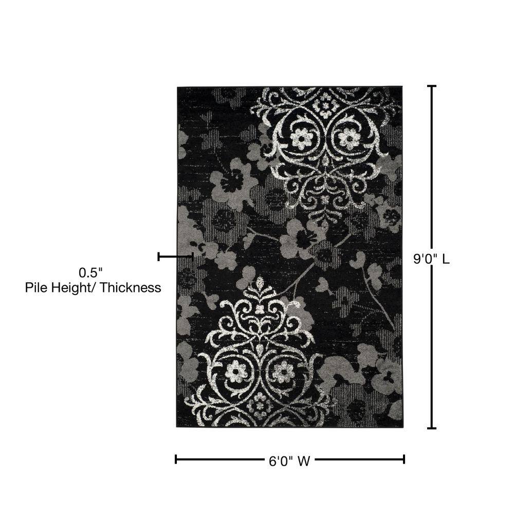 Chic Lodge 6' x 9' Hand-Knotted Black/Silver Synthetic Area Rug