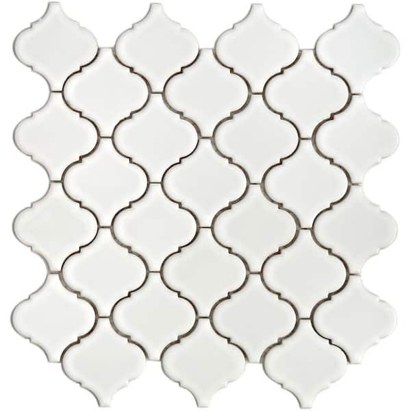 Merola Tile Lantern 12-1/2 in. x 12-1/2 in. x 5 mm White Porcelain Mesh-Mounted Mosaic Tile (11 sq. ft. /case)-DISCONTINUED