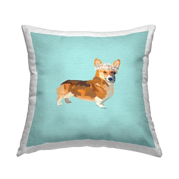Stupell Industries Royal Corgi on Turquoise Outdoor Printed Throw Pillow by Amelia Noyes