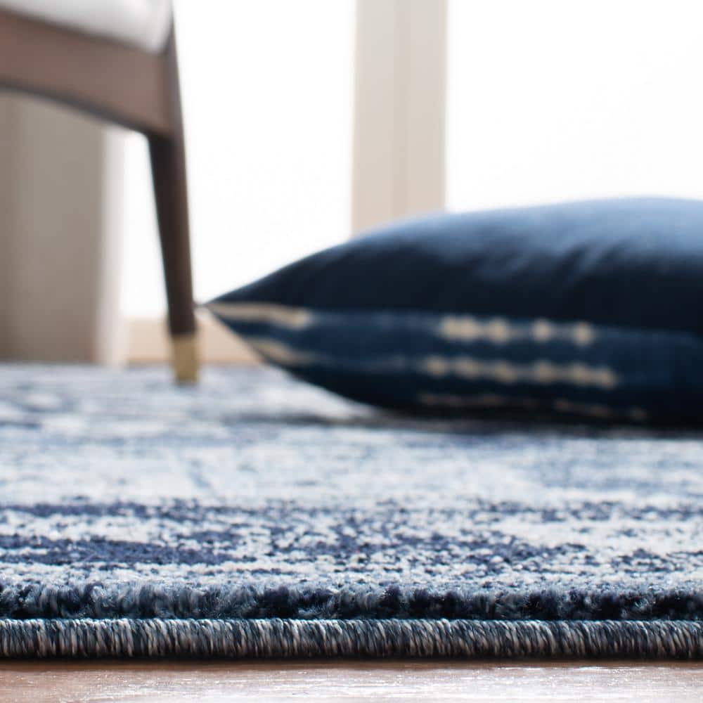 Navy Blue Synthetic Traditional Oriental 9' x 12' Area Rug