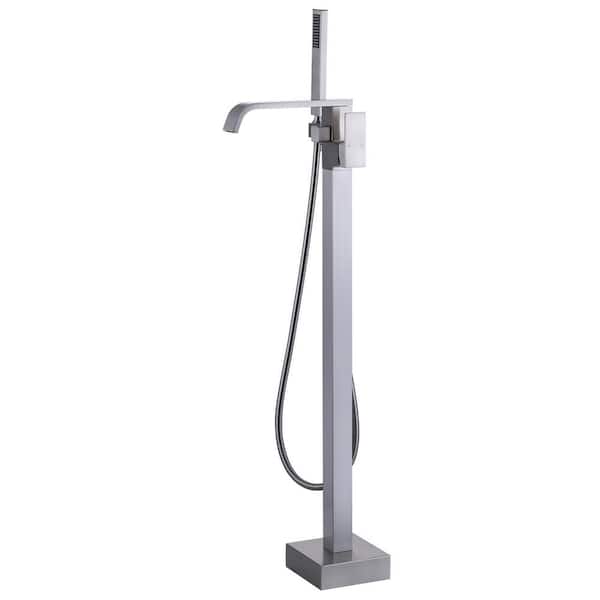 ARCORA 1-Handle Free Standing Tub Faucet with Hand Shower in Brushed Nickel
