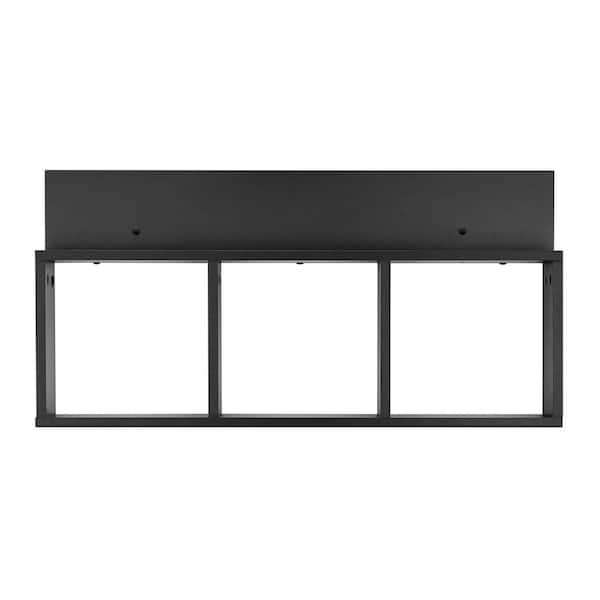 DANYA B 31.5 in. 3-Cube Black Floating Wall Shelf with Display Ledge