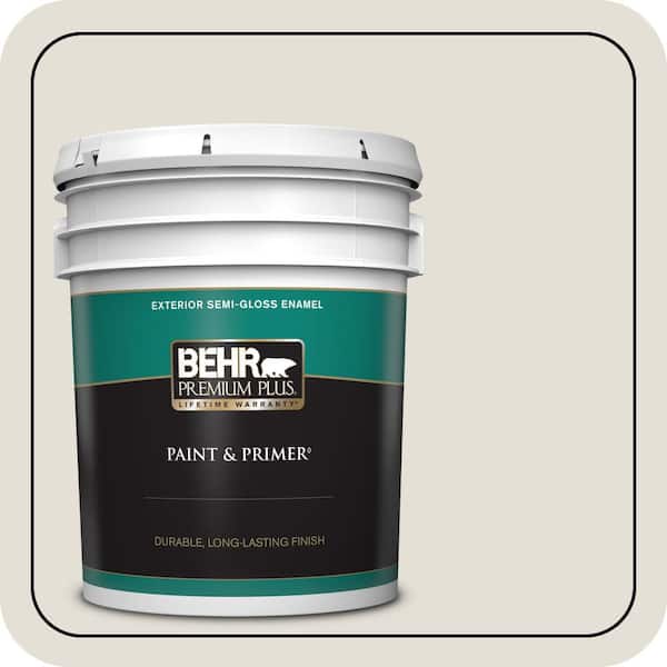 BEHR PREMIUM PLUS 5 gal. #ECC-15-2 Light Sandstone Semi-Gloss Enamel Exterior Paint & Primer