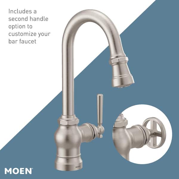 Paterson Single-Handle Bar Faucet with Pull-Down Sprayer and Power Clean in Spot Resist Stainless Steel