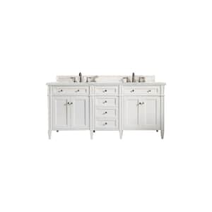 Brittany 72.0 in. W x 23.5 in. D x 34 in. H Double Bath Vanity in Bright White with Ethereal Noctis Top