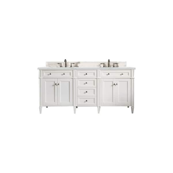 James Martin Vanities Brittany 72.0 in. W x 23.5 in. D x 34 in. H Double Bath Vanity in Bright White with Ethereal Noctis Top