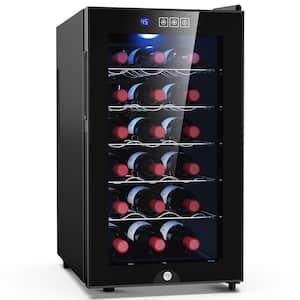 Single Zone Cellar Cooling Unit in Black 18-Bottle Freestanding Wine Fridge with 46°F-66°F Digital Temperature Control