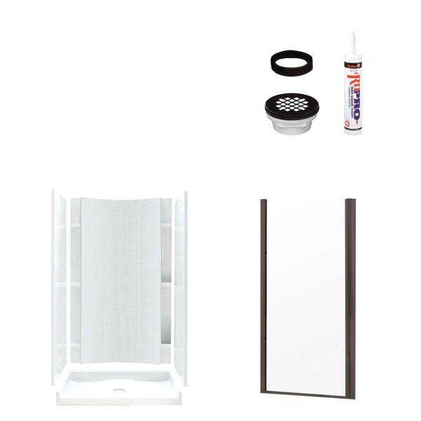 STERLING Accord 36 in. x 42 in. x 77 in. Shower Kit with Shower Door in White/Oil Rubbed Bronze-DISCONTINUED