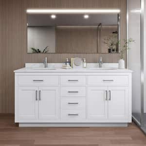 Beckett TK 72 in. W x 22 in. D x 35 in. H Double Sink Bath Vanity in White with Brushed Nickel Trim Giotto Quartz Top