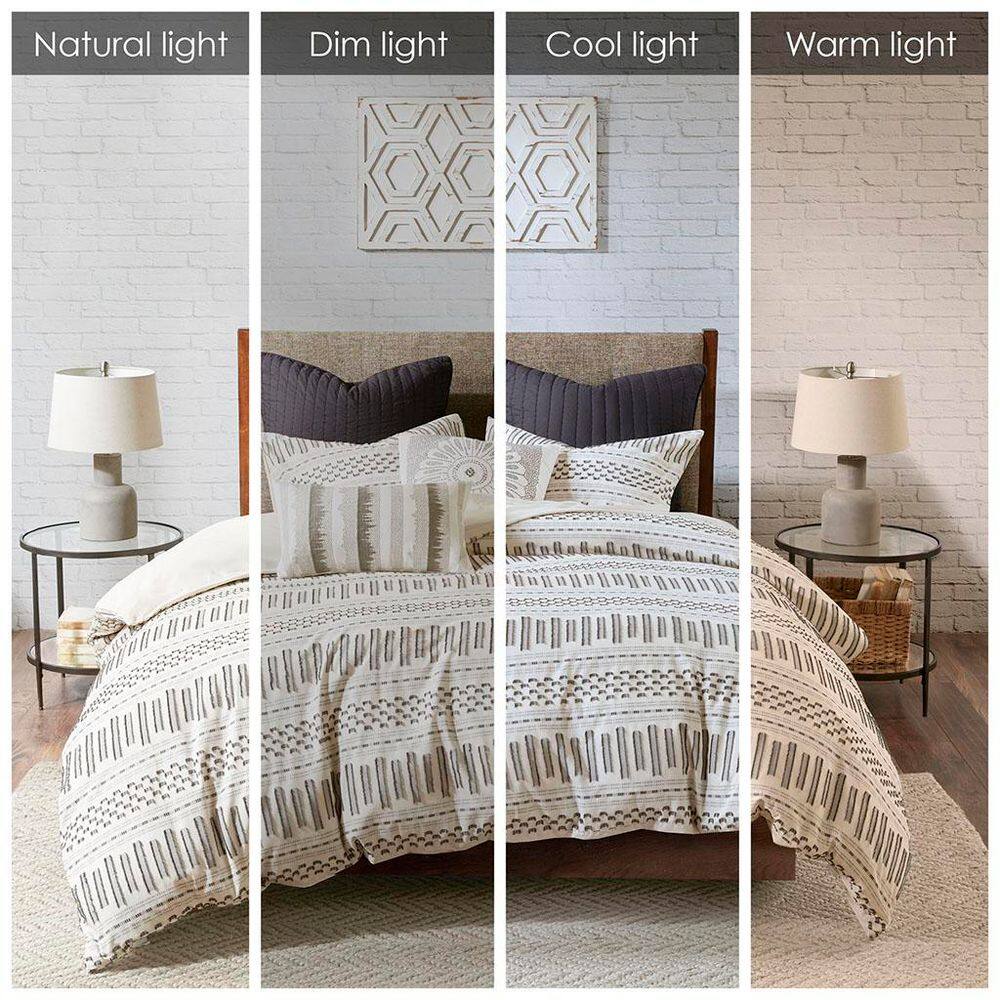Ivory Cotton King Bedspread Cover with Textured Accent