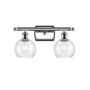 Athens 16 in. 2-Light Polished Chrome Vanity Light with Seedy Glass Shade