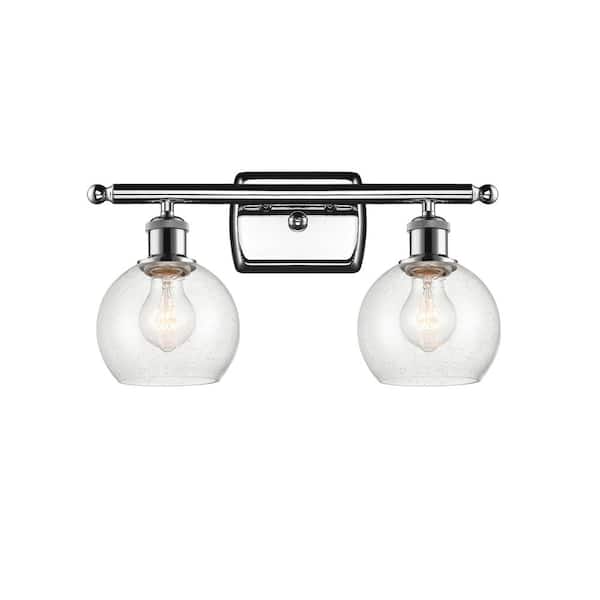 Innovations Athens 16 in. 2-Light Polished Chrome Vanity Light with Seedy Glass Shade
