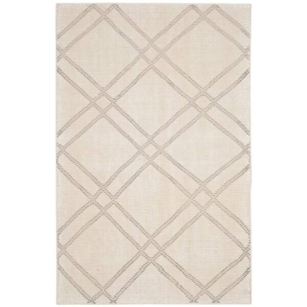 Stone Wash 4 ft. x 6 ft. Dove/Ivory Trellis Area Rug