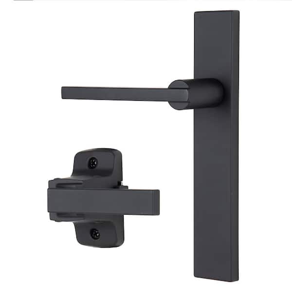 Altura Lever Latch with Decorative Plate for Screen and Storm Doors, Matte Black