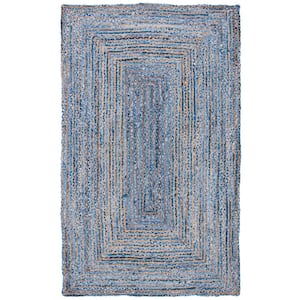 Cape Cod Blue/Natural Doormat 3 ft. x 5 ft. Striped Border Area Rug