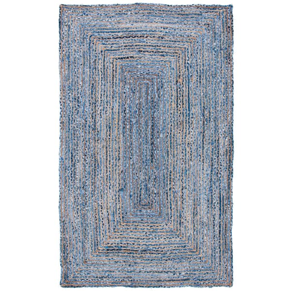 SAFAVIEH Cape Cod Blue/Natural 5 ft. x 8 ft. Striped Border Area Rug