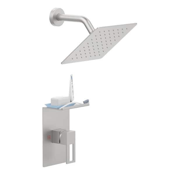 GELE Single Handle 1-Spray Shower Faucet 2.2 GPM with Pressure Balance in Brushed Nickel (Valve Not Included)