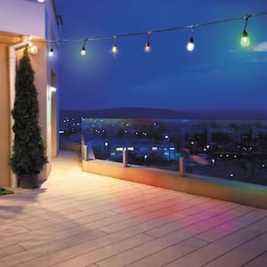 12-Light Outdoor 27.42 ft. Smart Plug-in Edison Bulb LED String Light with RGBW Color Changing and Wireless App Control