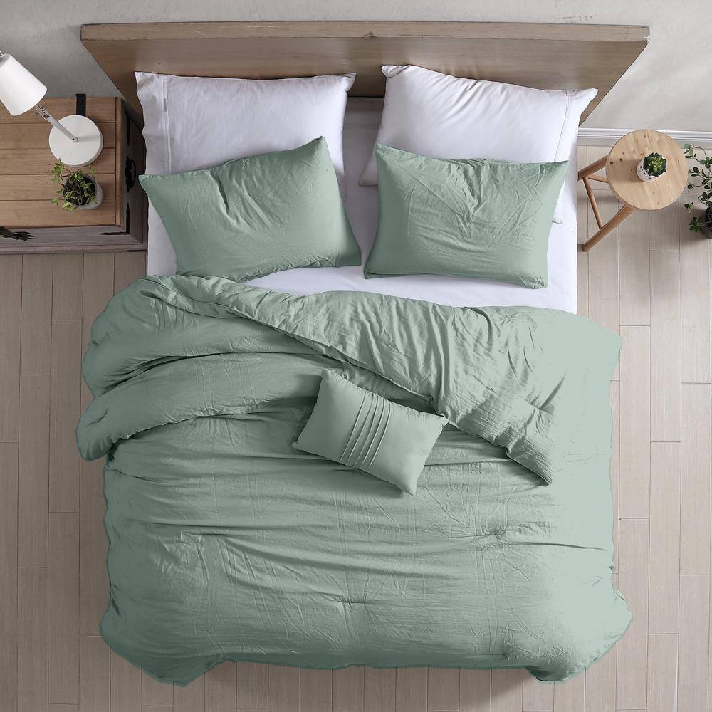 King Spa Green Reversible Down Alternative Microfiber Comforter Set