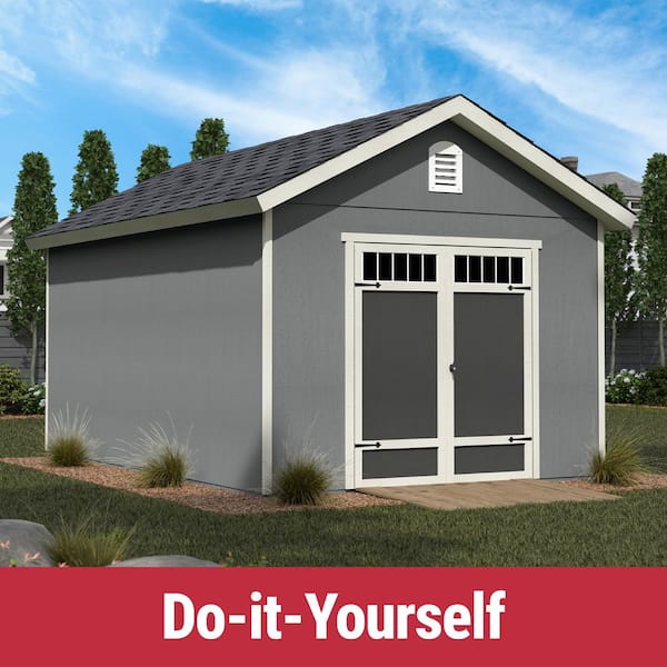 DIY Porter 10 ft. x 16 ft. Wooden Outdoor Storage Garden Shed with Floor Transom Window Doors (160 sq. ft. )