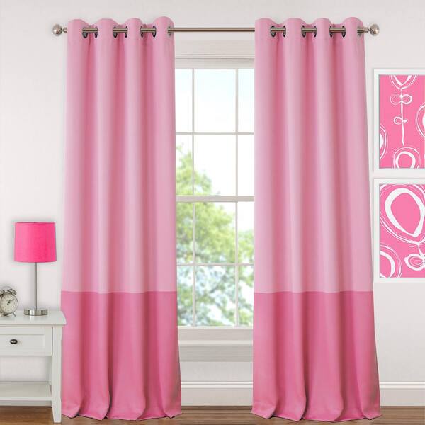 Elrene Blackout Juvenile Pink 84 in. Teen or Tween Blackout Room Darkening Grommet Window Curtain Drape Panel