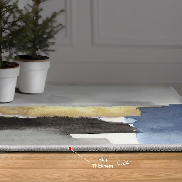 Multi-Colored 5 ft. x 8 ft. Nikka Washable Abstract Art Area Rug
