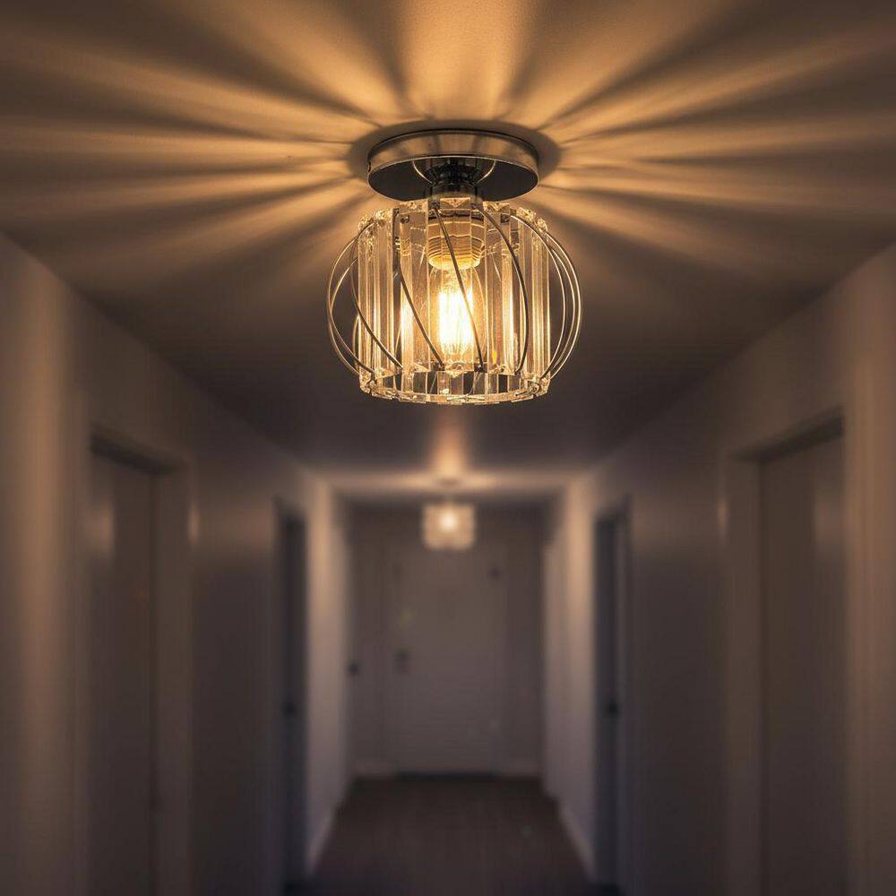 7 in. 1-Light Brushed Nickel Modern Semi Flush Mount Ceiling Light for Foyer, Entryway, Kitchen, Bedroom, Dining Room price history on PriceWatchPro