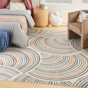 Astra Machine Washable Ivory Multicolor 8 ft. x 10 ft. All-over design Contemporary Area Rug