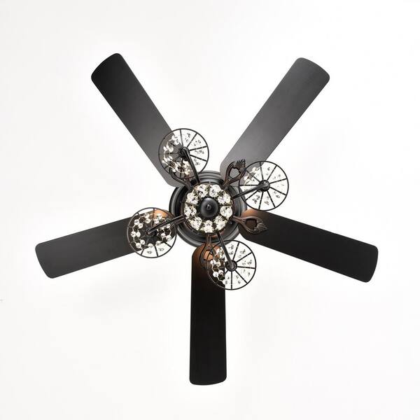famfit ブラック Staykiwi 52 in. Smart Indoor Matte Black Crystal Ceiling Fan