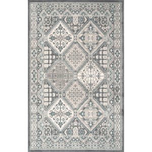 Becca Vintage Tiles Charcoal 4 ft. x 6 ft. Area Rug