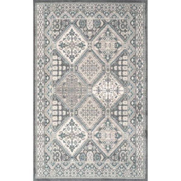 nuLOOM Becca Vintage Tiles Charcoal 9 ft. x 12 ft. Living Room/Bedroom/Dining Room Area Rug