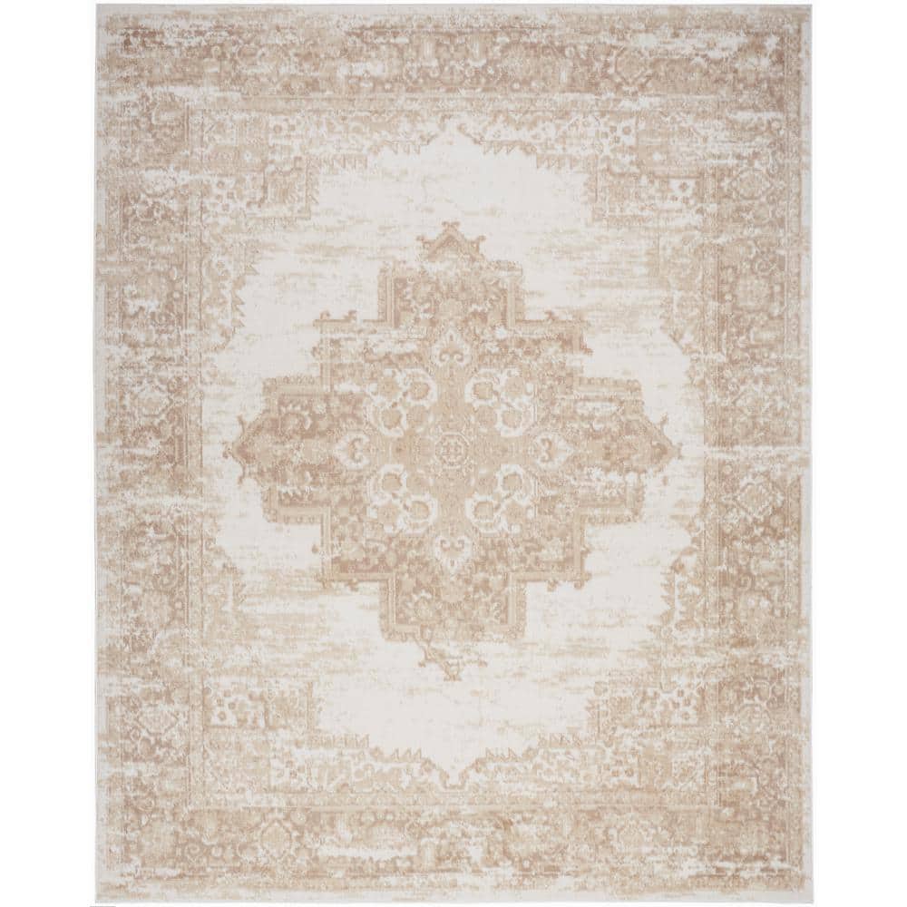 Ivory Beige 5'3" x 7'3" Vintage Medallion Area Rug