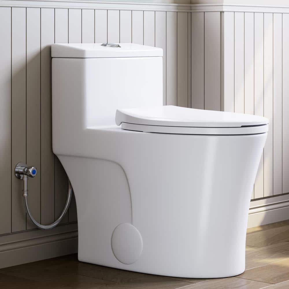 Matte White Elongated Dual Flush One-Piece Toilet