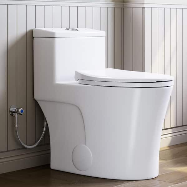 New Style Double Flush 1 Piece 0.8 / 1.28 GPF White Double Pumping Elongated Toilet With Chair