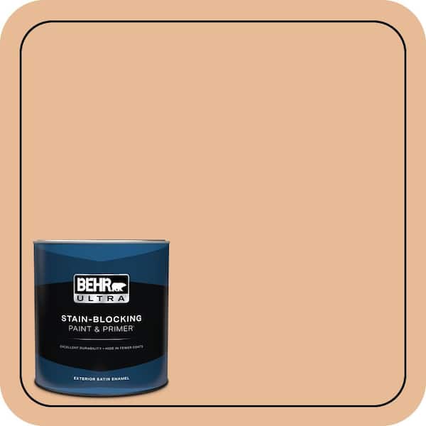 BEHR ULTRA 1 qt. #280C-3 Fresh Praline Satin Enamel Exterior Paint & Primer