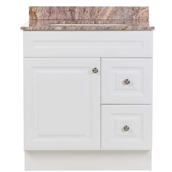 Glacier Bay Glensford 31 in. W x 22 in. D x 38 in. H Single Sink  Bath Vanity in White with Cold Fusion Cultured Marble Top