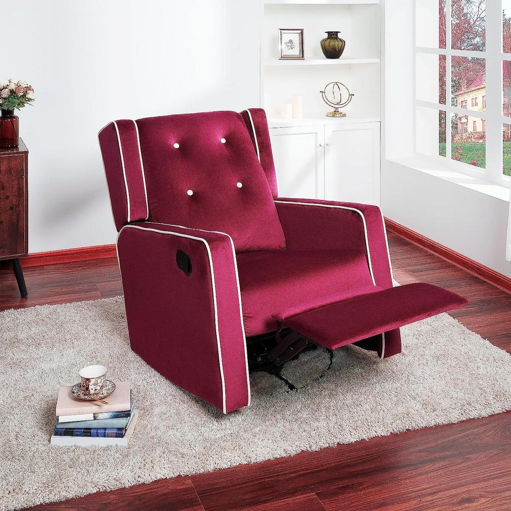 HOMESTOCK Burgundy, Microfiber Swivel Glider Recliner Rocker, Nursery