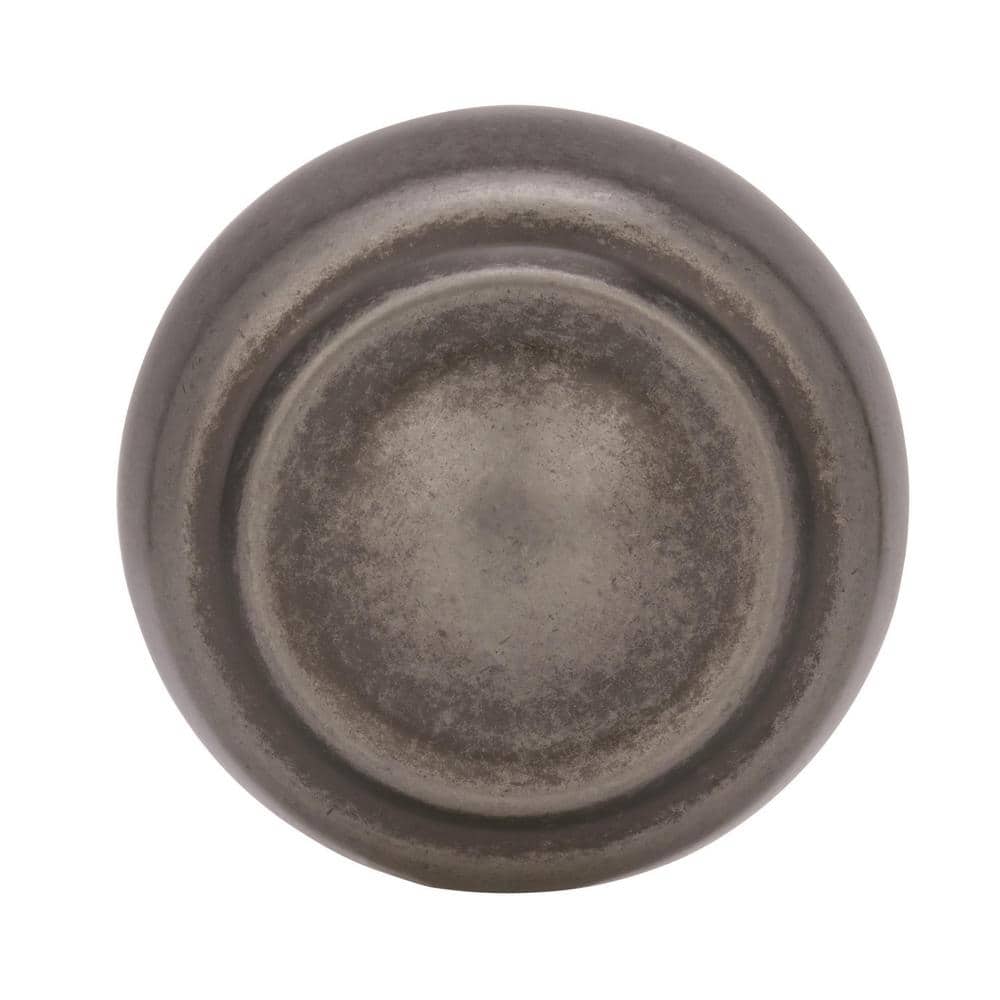 Weathered Nickel Round Cabinet Knob with Mounting Hardware